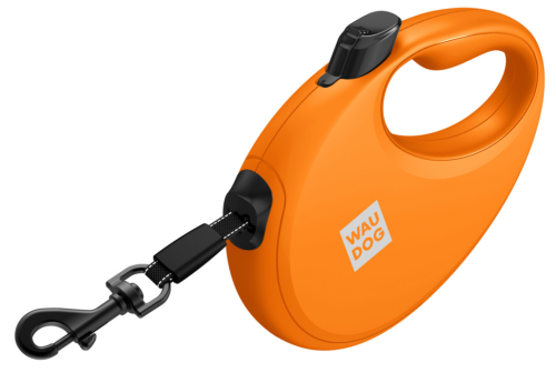 Поводок-рулетка для собак WAUDOG R-leash с контейнером для пакетов, светоотражающая лента, размер S, оранжевый. фото 3