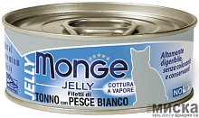 Консервы для кошек Monge Cat Natural кусочки в желе с тунцом и морским карасём 80 гр