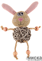 Игрушка для кошек GiGwi "Заяц с плетеным мячиком" с колокольчиком