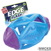 Игрушка для собак GiGwi "Edge Flash" регби-мяч светящийся голубой