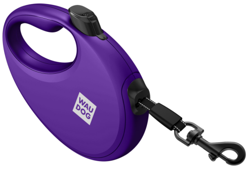 Поводок-рулетка для собак WAUDOG R-leash с контейнером для пакетов, светоотражающая лента, размер L, фиолетовый фото 3