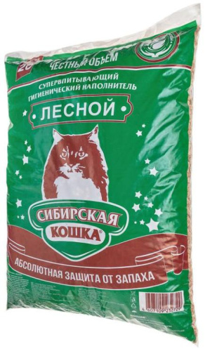 Наполнитель супервпитывающий древесный Сибирская Кошка «ЛЕСНОЙ» 20 кг фото 2