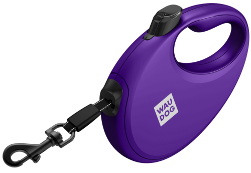Поводок-рулетка для собак WAUDOG R-leash с контейнером для пакетов, светоотражающая лента, размер L, фиолетовый фото 4
