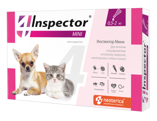 Inspector Капли для кошек и собак против внутренних и внешних паразитов от 0,5 до 2 кг фото 2