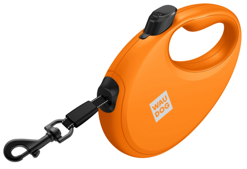 Поводок-рулетка для собак WAUDOG R-leash с контейнером для пакетов, светоотражающая лента, размер M, оранжевый. фото 3
