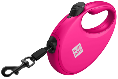 Поводок-рулетка для собак WAUDOG R-leash с контейнером для пакетов, светоотражающая лента, размер S, розовый фото 4