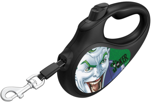 Поводок-рулетка для собак WAUDOG с рисунком "Джокер зелёный", размер S, чёрный фото 2