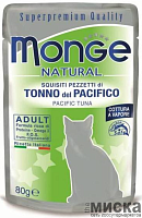 Влажный корм для кошек Monge Cat Natural кусочки в желе с тунцом 80 гр