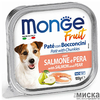 Паштет для собак Monge Fruit Dog с лососем и грушей 100 гр