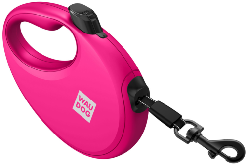 Поводок-рулетка для собак WAUDOG R-leash с контейнером для пакетов, светоотражающая лента, размер S, розовый фото 3