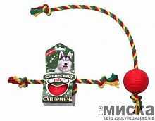 Сибирская кошка - Сибирский Пес Игрушка для собак "Супермяч" на верёвке с двумя узлами, 6,5см