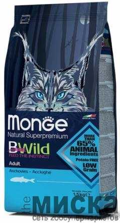 MONGE SUPERPREMIUM CAT BWILD ADULT ANCHOVIES Сухой корм для взрослых кошек с анчоусами