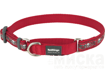 Red Dingo Ошейник-Полуудавка для собак 20мм х 31-47см Skull & Roses красный (MC-SR-RE-20)