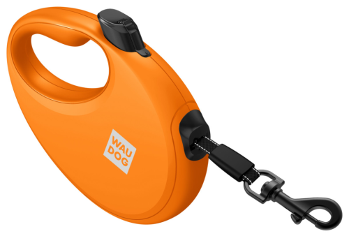 Поводок-рулетка для собак WAUDOG R-leash с контейнером для пакетов, светоотражающая лента, размер M, оранжевый. фото 4