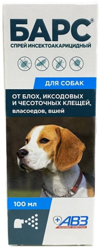 Барс спрей от блох и клещей для собак флакон, 100 мл