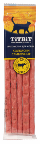 Лакомства для кошек TitBit Золотая коллекция "Колбаски сливочные" 20 гр