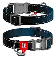 WAUDOG Nylon Mono с QR паспортом, пластиковый фастекс M 28-40 см