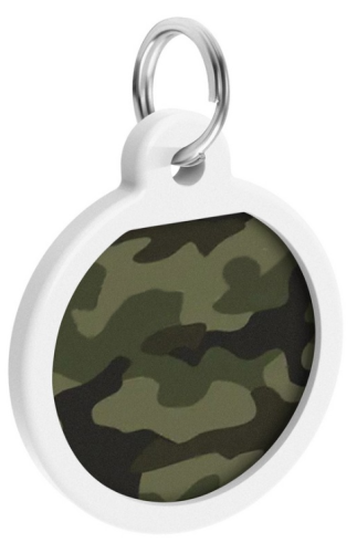 Адресник Waudog Smart ID c QR-паспортом для собак и котов, металл, рисунок "Камо зеленый", круг, 30 мм фото 3
