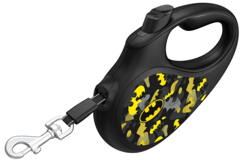 Поводок-рулетка для собак WAUDOG с рисунком "Бэтмен Узор", размер M, чёрный фото 2