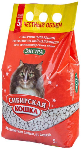 Наполнитель супервпитывающий Сибирская Кошка «ЭКСТРА» для длинношерстных кошек 5 л фото 2