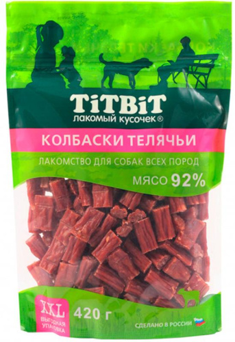 Лакомства для собак TitBit "Колбаски телячьи" упаковка XXL, 420 гр