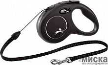 Рулетка-поводок flexi New CLASSIC, cord leash, S: 5 m, black