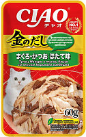 INABA Ciao Kinnodashi Тунец Магуро и тунец Кацуо со вкусом морского гребешка