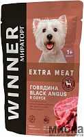 Корм консервированный полнорационный Winner Extra Meat для взрослых собак мелких пород с говядиной в соусе, 85 г