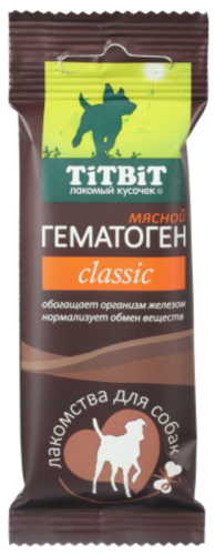 Лакомства для собак TitBit "Гематоген мясной classic" 35 гр