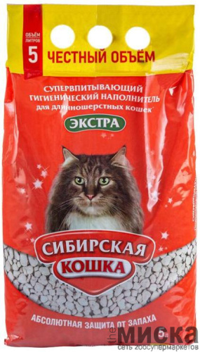 Наполнитель супервпитывающий Сибирская Кошка «ЭКСТРА» для длинношерстных кошек 5 л