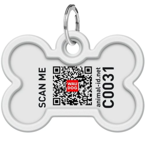 Адресник Waudog Smart ID c QR-паспортом для собак и котов, металл, рисунок "Камо зелёный", кость, 40*28 мм фото 4