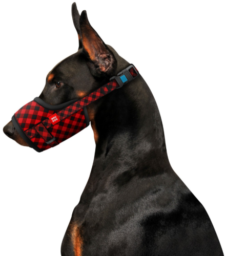 Намордник для собак нейлоновый Waudog Nylon, рисунок "Шотландка красная", пластиковый фастекс, размер XL (35-43 см) фото 3