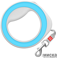 Поводок-рулетка для собак WAUDOG R-leash, круглая, размер XS-M, светоотражающая лента, голубой