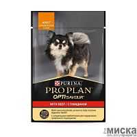 Влажный корм Pro Plan® для взрослых собак мелких и карликовых пород с говядиной в соусе, Пауч,85 г
