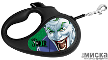 Поводок-рулетка для собак WAUDOG с рисунком "Джокер зелёный", размер L, чёрный