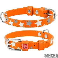 Ошейник Collar Glamour с узором Звездочка Светящийся 21-29 см 12 мм оранжевый