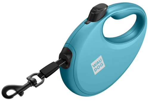 Поводок-рулетка для собак WAUDOG R-leash с контейнером для пакетов, светоотражающая лента, размер S, голубой фото 4