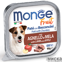 Паштет для собак Monge Fruit Dog с ягненком и яблоком 100 гр