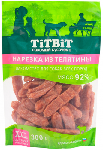 Лакомства для собак TitBit нарзека из телятины упаковка XXL, 300 гр
