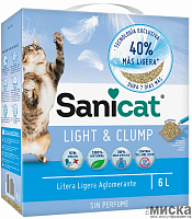 Наполнитель для кошачьего туалета SANICAT LIGHT & CLUMP 6L  (раст,комк)