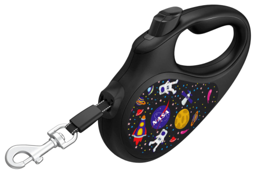 Поводок-рулетка для собак WAUDOG с рисунком "NASA", размер M, чёрный фото 2