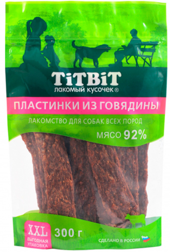 Пластинки для собак TitBit из говядины упаковка XXL 300 гр
