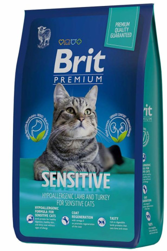 Brit Premium с чувствительным пищеварением с ягненком и индейкой Cat Sensitive, 400 г