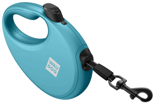 Поводок-рулетка для собак WAUDOG R-leash с контейнером для пакетов, светоотражающая лента, размер S, голубой фото 3