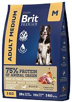 Brit Premium для средних пород с индейкой и телятиной Dog Adult Medium, 3 кг