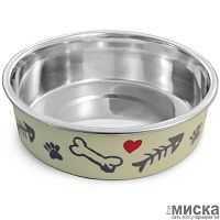 Triol Миска металлическая на резинке "Косточки", 0,45 л.
