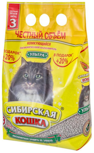 Наполнитель комкующийся Сибирская Кошка «УЛЬТРА» 3 л фото 2