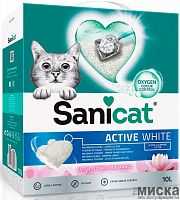 Наполнитель комкующийся белоснежный SaniCat Active White unscented c ароматом лотоса 10 л