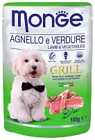 MONGE DOG GRILL Влажный корм в кусочках для собак с ягненком и овощами