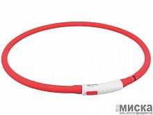 Мигающее кольцо для собак USB, силикон, XS–XL: 70 см/ф 10 мм, красный, Trixie